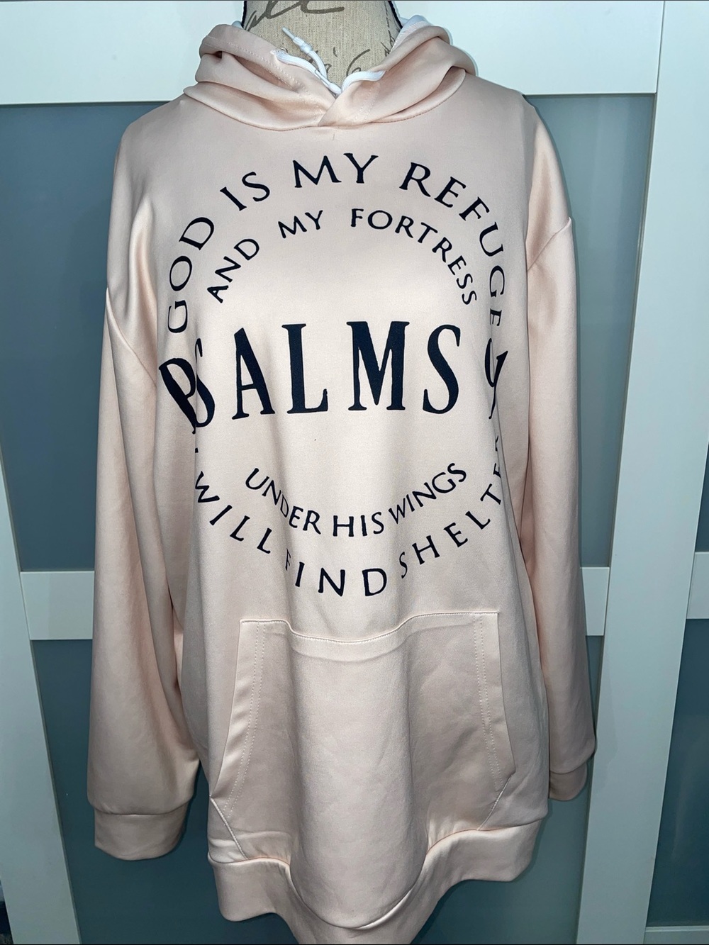 SHEIN Pale Pink 'Psalms' Graphic Hoodie